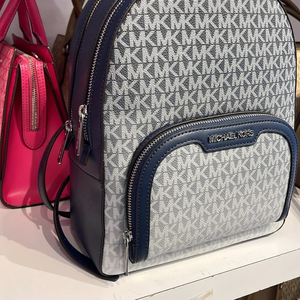 Michael Kors Jaycee Medium Ombré Signature Logo Backpack Navy  NWT